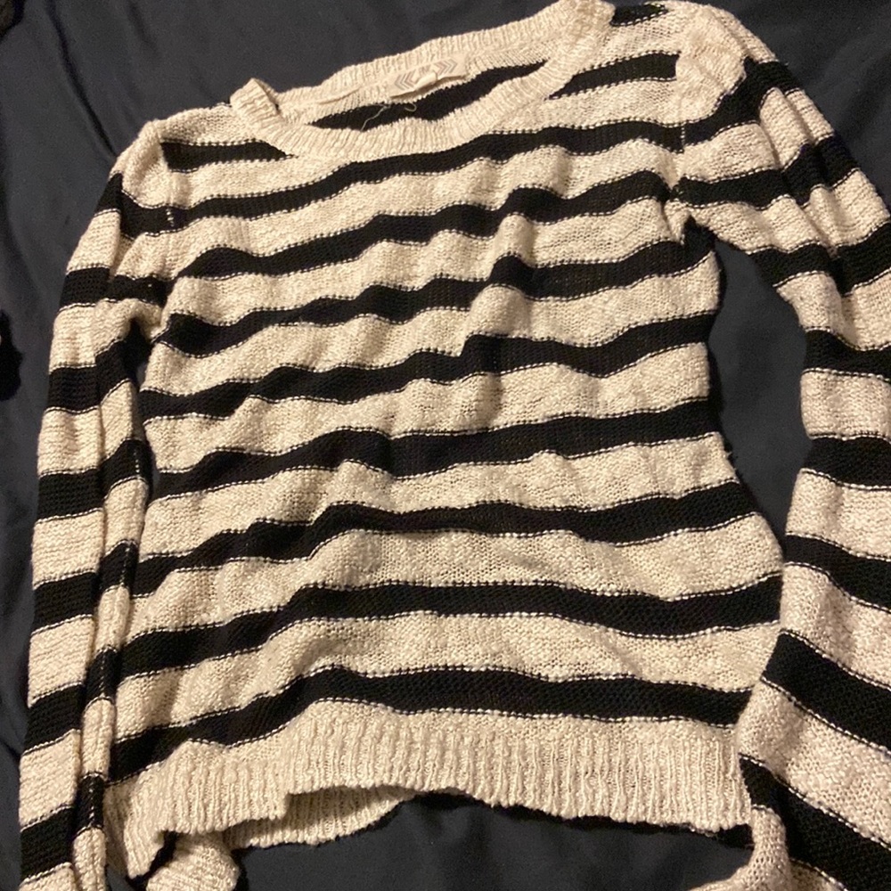 Super cute grunge black and white striped sweater